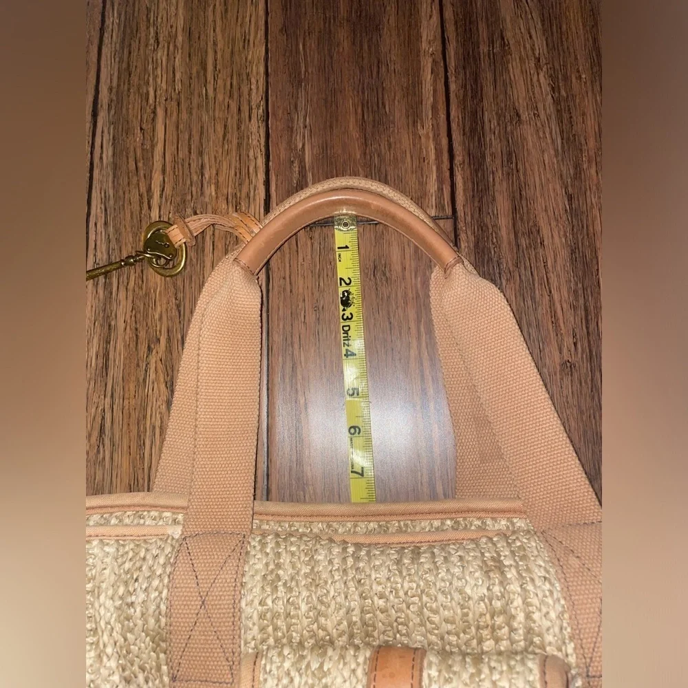 Vintage Woven tote large fossil bag straw bag leather bag canvas shoulder bag